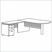 Mayline Eclipse 72 Inch Right P-Shaped Desk, Return and Box-Box-File Pedestal