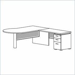 Mayline Eclipse 72 Inch Left P-Shaped Desk, Return and Box-Box-File Pedestal