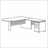 Mayline Eclipse 72 Inch Left P-Shaped Desk, Return and Box-Box-File Pedestal