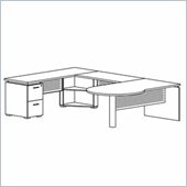 Mayline Eclipse 72 Inch Right P-Shaped Desk, Credenza Shell, Bridge, File-File Pedestal and False Pedestal Leg