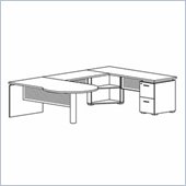 Mayline Eclipse 72 Inch Left P-Shaped Desk, Credenza Shell, Bridge, File-File Pedestal and False Pedestal Leg