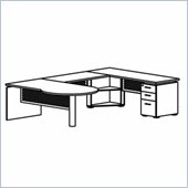 Mayline Eclipse 72 Inch Left P-Shaped Desk, Credenza Shell, Bridge, Box-Box-File Pedestal and False Pedestal Leg