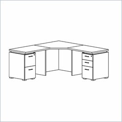 Mayline Eclipse 36 Inch Corner Table, 2 Returns, Box-Box-File Pedestal and File-File Pedestal