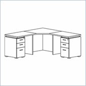 Mayline Eclipse 36 Inch Corner Table, 2 Returns and 2 Box-Box-File Pedestals