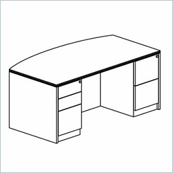 Mayline Luminary 66 Bow Front Desk, Box-Box-File Pedestal and File-File Pedestal