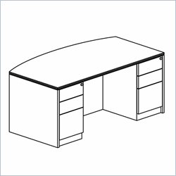 Mayline Luminary 66 Inch Bow Front Desk and 2 Box-Box-File Pedestals