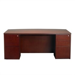 Mayline Luminary 72 Inch Bow Front Desk, Box-Box-File Pedestal and File-File Pedestal