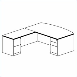 Mayline Luminary 72 Inch Bow Front Desk, Return, Box-Box-File Pedestal and File-File Pedestal
