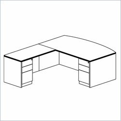 Mayline Luminary 72 Inch Bow Front Desk, Return and 2 Box-Box-File Pedestals-Maple