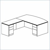 Mayline Luminary 72 Inch Bow Front Desk, Return and 2 Box-Box-File Pedestals