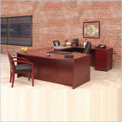 Mayline Luminary 72 Wood U-Shaped Desk-Maple