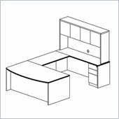 Mayline Luminary 72 Bow Front Desk, Hutch Credenza, Bridge and 2 Box-Box-File Pedestals