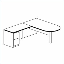 Mayline Luminary 72 Peninsula Desk, Return and File-File Pedestal