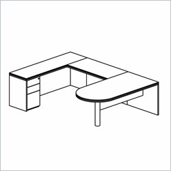 Mayline Luminary 72 Peninsula Desk, Credenza, Bridge and Box-Box-File Pedestal