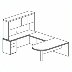 Mayline Luminary 72 Peninsula Desk, Credenza, Hutch, Bridge and Box-Box-File Pedestal-Cherry