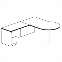 Mayline Luminary 72 Right P-Shaped Desk, Return and File-File Pedestal