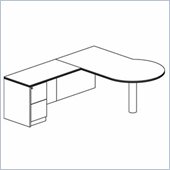 Mayline Luminary 72 Right P-Shaped Desk, Return and File-File Pedestal