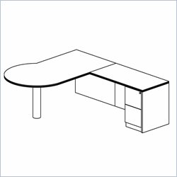 Mayline Luminary 72 Left P-Shaped Desk, Return and File-File Pedestal-Maple