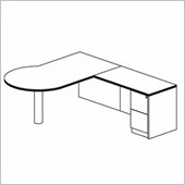 Mayline Luminary 72 Left P-Shaped Desk, Return and File-File Pedestal