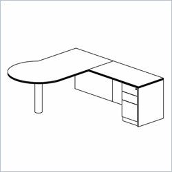 Mayline Luminary 72 Left P-Shaped Desk, Return and Box-Box-File Pedestal-Cherry
