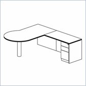 Mayline Luminary 72 Left P-Shaped Desk, Return and Box-Box-File Pedestal