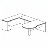 Mayline Luminary 72 Right P-Shaped Desk, Credenza, Bridge and File-File Pedestal