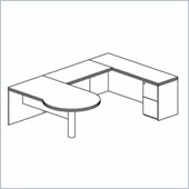Mayline Luminary 72 Left P-Shaped Desk, Credenza, Bridge and File-File Pedestal