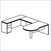 Mayline Luminary 72 Right P-Shaped Desk, Credenza, Bridge and Box-Box-File Pedestal