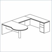 Mayline Luminary 72 Left P-Shaped Desk, Credenza, Bridge and Box-Box-File Pedestal