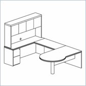 Mayline Luminary 72 Right P-Shaped Desk, Hutch, Credenza, Bridge and File-File Pedestal