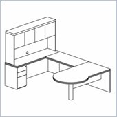Mayline Luminary 72 Right P-Shaped Desk, Hutch, Credenza, Bridge and Box-Box-File Pedestal