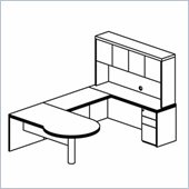 Mayline Luminary 72 Left P-Shaped Desk, Hutch, Credenza, Bridge and Box-Box-File Pedestal