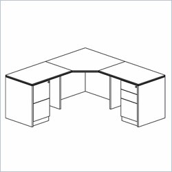Mayline Luminary 36 Corner Table, 2 Returns, Box-Box-File Pedestal and File-File Pedestal