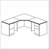 Mayline Luminary 36 Corner Table, 2 Returns, Box-Box-File Pedestal and File-File Pedestal