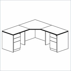 Mayline Luminary 36 Corner Table, 2 Returns and 2 Box-Box-File Pedestals-Maple