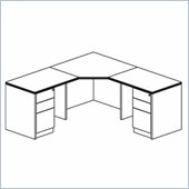 Mayline Luminary 36 Corner Table, 2 Returns and 2 Box-Box-File Pedestals