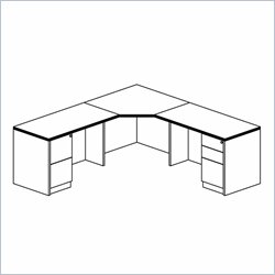 Mayline Luminary 36 Corner Table, Return, Box-Box-File Pedestal and File-File Pedestal