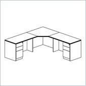 Mayline Luminary 36 Corner Table, Return and 2 Box-Box-File Pedestals