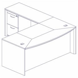 Mayline Corsica 72 Inch Bow Front Executive Computer Desk, Left Return, Center Drawer and... by Mayline
