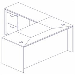 Mayline Corsica 72 Inch Straight Front Executive Computer Desk, Left Return, Center Drawer and Filing Cabinets