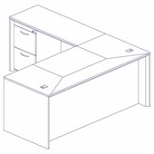 Mayline Corsica 72 Inch Straight Front Executive Computer Desk, Left Return, Center Drawer and Filing Cabinets
