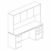 Mayline Corsica 72 Credenza, Hutch with Wood Doors, Filing Cabinets and Center Drawer