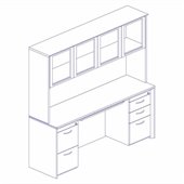 Mayline Corsica 72 Credenza, Hutch with Glass Doors, Filing Cabinets and Center Drawer