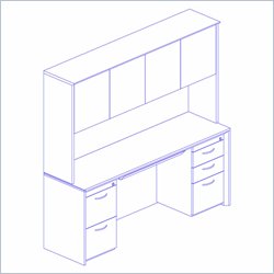 Mayline Corsica 84 Credenza, Hutch with Wood Doors, Filing Cabinets and Center Drawer