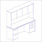 Mayline Corsica 84 Credenza, Hutch with Wood Doors, Filing Cabinets and Center Drawer