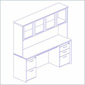 Mayline Corsica 72 Credenza, Hutch with Glass Doors, Filing Cabinets and Center Drawer