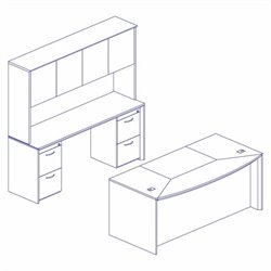Mayline Corsica 72 Bow Front Executive Computer Desk, Credenza, Hutch with Wood Doors, 2... by Mayline