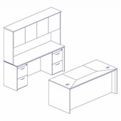Mayline Corsica 72 Straight Front Executive Computer Desk, Credenza, Hutch with Wood Doors, 2 Mobile Filing Cabinets and Center Drawer