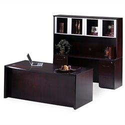 Mayline Corsica 72 Bow Front Executive Computer Desk, Credenza, Hutch with Glass Doors, 2... by Mayline