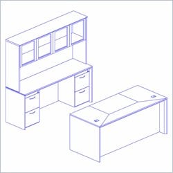 Mayline Corsica 66 Straight Front Computer Desk, Credenza, Hutch with Glass Doors, 2... by Mayline